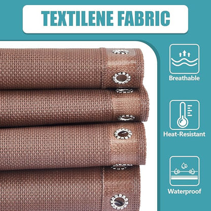 Queekay Chair Replacement Fabric with 4 Bungee Cord Lounge Chair Cloth Mesh Repair Kit for Patio Recliner Outdoor Lawn Pool(63 x 21 Inch,Brown)