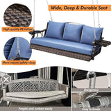 Heavy Duty 900 LBS Porch Swing Chair 3-Person Outdoor Rattan Patio Swing Lounge w/Cup-Holder & Steel Chains Wicker - Photo 2