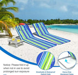 COSTWAY 3-Piece Beach Lounge Chairs, Outdoor Lounger with Side Table, 5 Reclining Positions - Photo 7