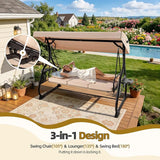 3 Seat Outdoor Porch Patio Swing with Adjustable Canopy& Backrest, Outdoor Swing for Adults - Photo 2