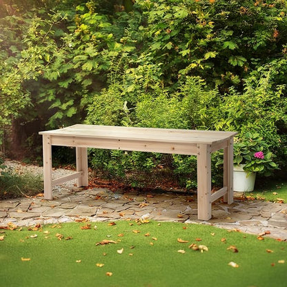 VINGLI Outdoor Wood Bench, 48" Outdoor Bench Patio Wooden Bench Garden Bench Outdoor Backless Bench for Deck Patio (Natural)