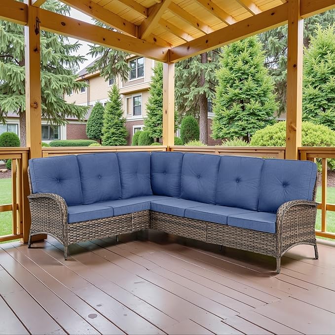 Belord 6-Seater Outdoor Sectional Sofa L Shaped Couch Patio Conversation Furniture Set - Photo 1