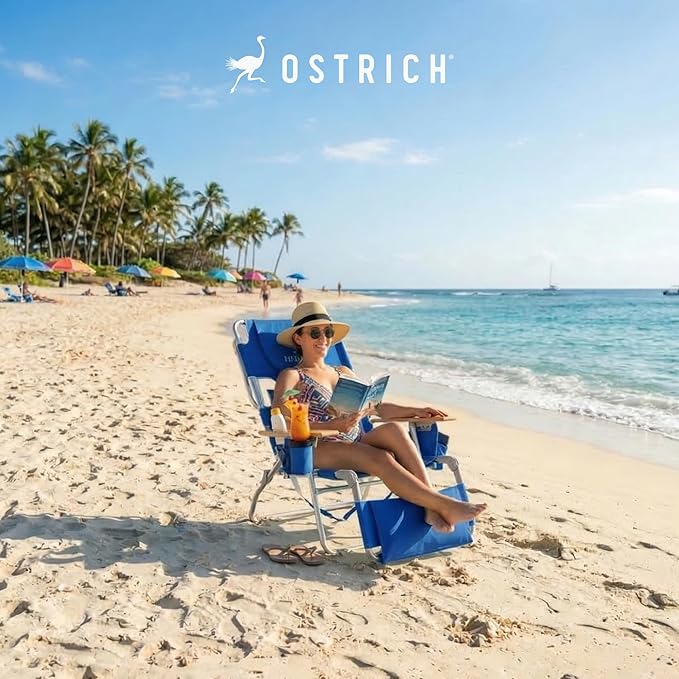 Ostrich the Deluxe 3N1 Lightweight Lawn Beach Reclining Lounge Chair with Footrest, Outdoor Furniture for Patio, Balcony - Photo 2