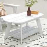 WestinTrends Tuscany Outdoor Coffee Table, All Weather HIPS 2 Tier Patio Adirondack Coffee Table, White - Photo 8