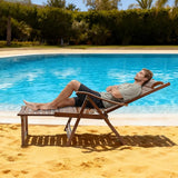 Bamboo Lounge Chair Folding Reclining Chair with Adjustable Backrest Folding Lounge Chairs with Cushion Max. Load - Photo 2