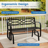 Tangkula 2-Person Outdoor Glider Bench, Patio Rocking Loveseat Chair with Metal Frame, Armrests - Photo 9