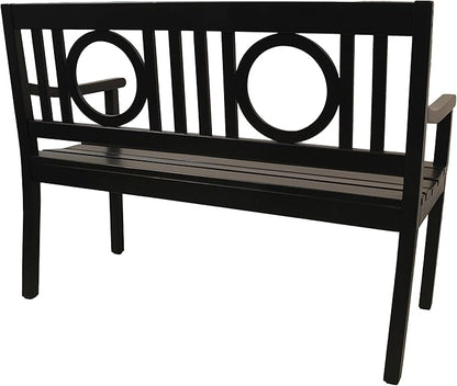 Carolina Chair & Table Edenton 47" Outdoor Garden Bench with Slatted Seat - Comfortable Armrests Solid Wood Artistic Back Bench - Weather-Proof Polyurethane Modern Furniture for Porch, Deck, Sunroom