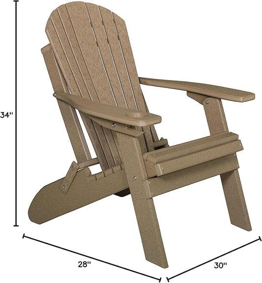 Furniture Barn USA Poly Folding Adirondack Chair, Weathered Wood