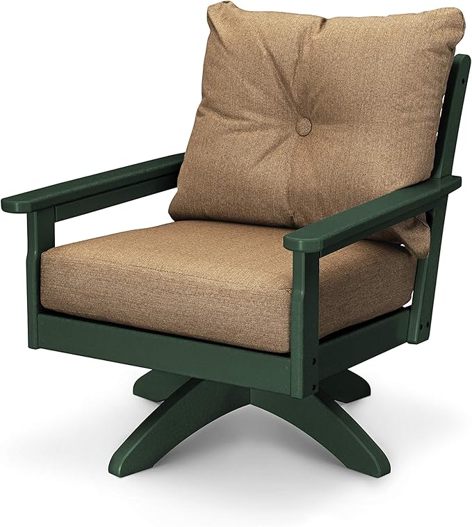 POLYWOOD® Vineyard Deep Seating Swivel Chair in Green/Sesame - Photo 1