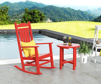 WestinTrends Malibu 3-Piece Set Outdoor/Patio Rocking Chairs with a Side Table (2 Seater), Red