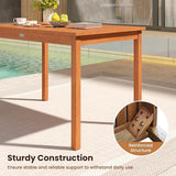 Tangkula 48 Inches Wood Outdoor Dining Table for 4-6 People, Rectangular Patio Table with Slatted Tabletop - Photo 6