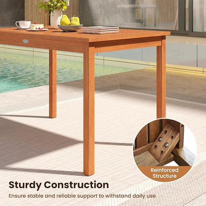 Tangkula 48 Inches Wood Outdoor Dining Table for 4-6 People, Rectangular Patio Table with Slatted Tabletop, Outside Dining Furniture for Lawn, Garden and Backyard