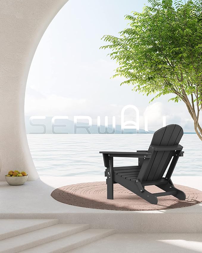 SERWALL Folding Adirondack Chairs Patio Chairs Lawn Chair Set of 8 Outdoor Adirondack Chair Weather Resistant for Patio - Photo 7