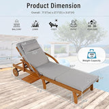 LUMISOL Acacia Wood Chaise Lounge Chair Set of 2, Patio Outdoor Chaise Lounge with Cushions, Adjustable Backrest - Photo 4