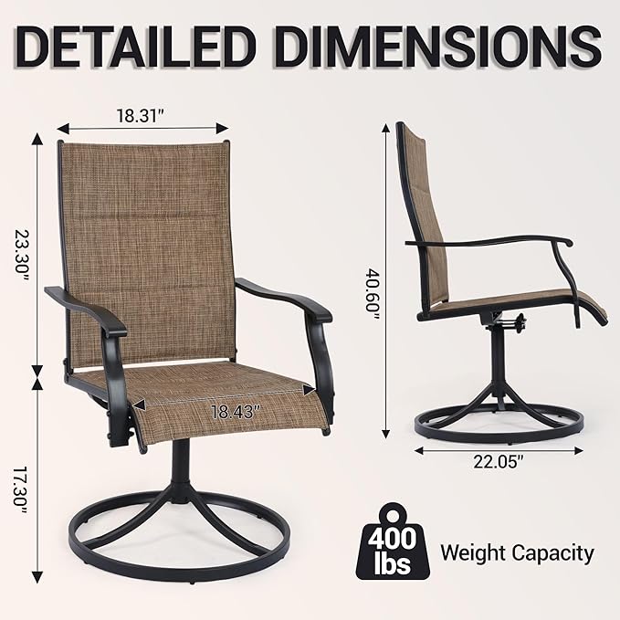 Patio Swivel Chairs Set of 2, Outdoor Dining Chairs High Back - Photo 3