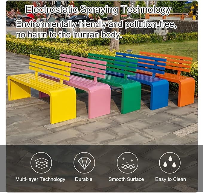 Durable Metal Garden Bench for Outdoors - 660lb Capacity, Stylish Pink Patio Seating for Yard, Entryway & Park - 71in Long Outdoor Furniture
