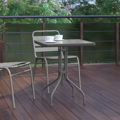 Flash Furniture Barker 23.5'' Square Tempered Glass Metal Table, Silver