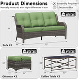 4-Piece Outdoor Couch Set, Includes Wicker Patio Sofa with Thickened Olefin Cushions, High Back and Deep Seating - Photo 2