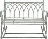 SAFAVIEH Outdoor Collection Ressi Victorian Antique Dark Green Wrought Iron Rock Bench - Photo 1
