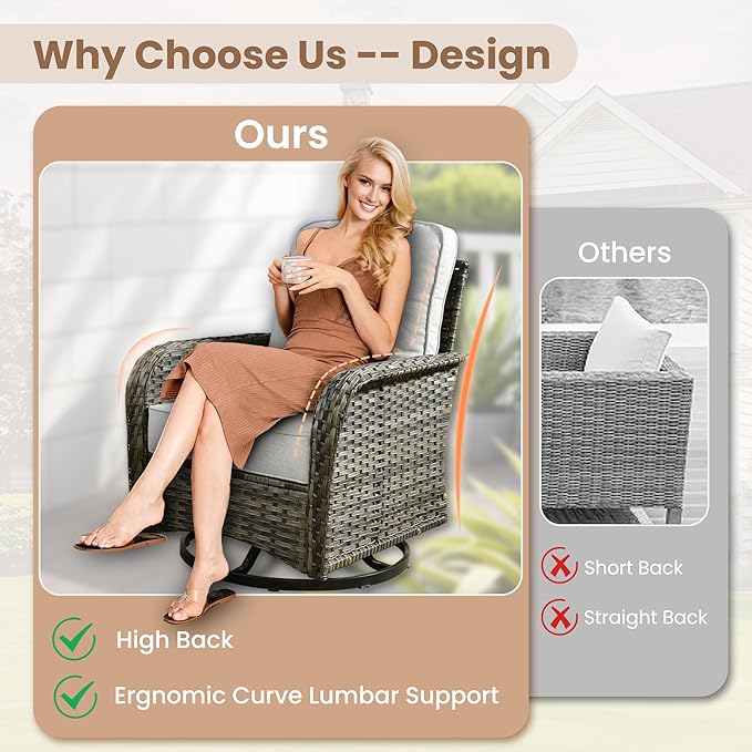 HOOOWOOO Patio Furniture Set, 3 Pieces Outdoor Conversation Set - Photo 3
