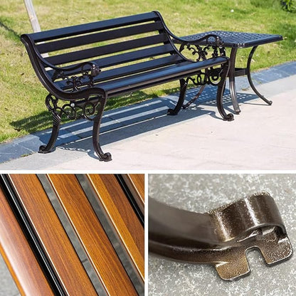 YVYKFZD Outdoor Garden Bench, Metal Bench with Backrest and Armrests, Park Benches Loveseat, Weatherproof Leisure Chair, for Lawn, Yard, Porch, Pool, Balcony, Easy Assembly(Bronze,120cm/47.2" Zinc All