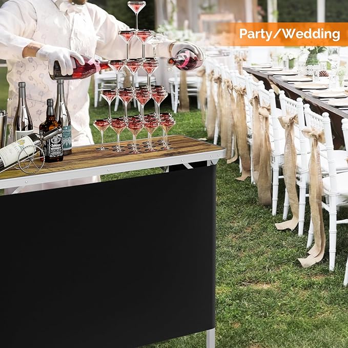 VINGLI 43" Portable Bar Table, 3-Tier Shelves, Carry Bag，Mobile Bar Table for Events, Party, Camping, Picnic, Tradeshow - Photo 7