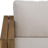 SAFAVIEH Outdoor Patio Furniture Collection - Napoli Oak Brown & Cream Solid Wood 4-Piece Sectional Sofa Set with - Photo 4
