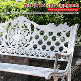 51" Outdoor Bench Garden Bench Cast Aluminum Bench with Floral Back Metal Front Porch Benches for Yard Patio Entryway - Photo 5