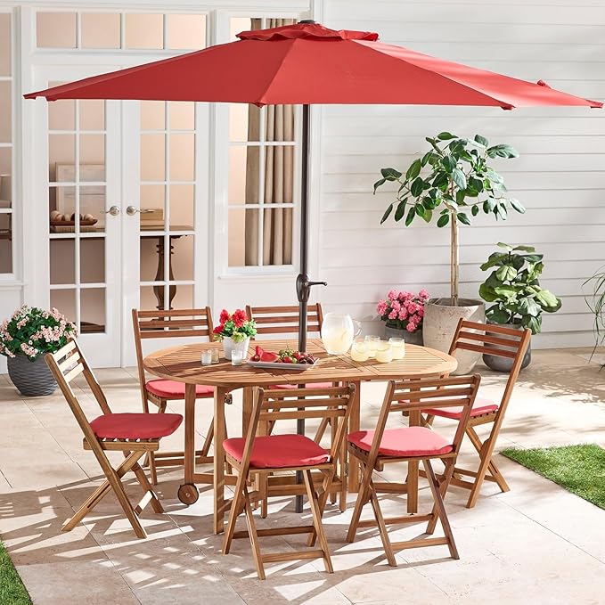 BrylaneHome Indoor/Outdoor Chair Pads (Set of 4) - 16" L x 15.6" W - Water, Stain & Fade Resistant - Daelyn Cherry - Photo 3