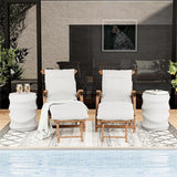 SUNBURY Outdoor Side Tables Set of 2, 18" H Concrete Accent End Table Streamlined, Small Round Cement Plant Stands Table - Photo 9