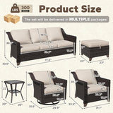 8 Pieces Patio Conversation Furniture Set - 1 Sofa, 2 Ottomans, 2 Armchairs, 2 Swivel Chairs, 1 Side Table - Photo 2