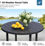 42" Round Patio Dining Table for 4, All-Weather Metal Patio Table with Umbrella Hole - Photo 5