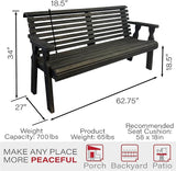 Amish Casual Heavy Duty 5 Foot Roll Back Outdoor Bench in Black Stain - Amish Made in The USA from Treated Pine for - Photo 2