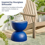 Glitzhome Outdoor Side Table, Round Accent End Table, Lightweight Hourglass Faux Terrazzo Decorative Garden Stool - Photo 6