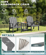 Adirondack Chair Set of 6, All Weather HDPE Fire Pit Chairs, Oversized Plastic Adirondack Chair for Outdoor, Balcony - Photo 3