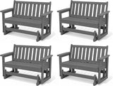 SERWALL Outdoor Glider Bench Set of 4, HDPE Weather-Resistant Swinging Bench for Backyard Garden Porch, Grey - Photo 1