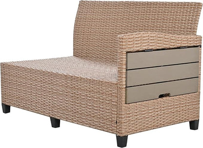 Merax Patio Furniture Sets Outdoor, All Weather Sectional PE Rattan Sofa with 2 Extendable Side Tables, Dining Table and Bench, Brown