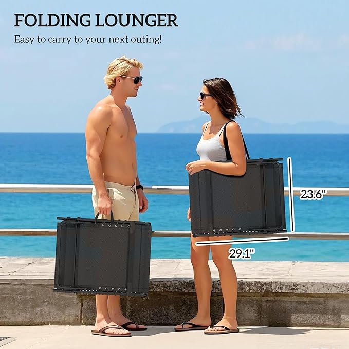 Outsunny Chaise Lounge Chair Outdoor Set of 2, 5-Position Adjustable Outdoor Pool Lounge Chairs - Photo 6