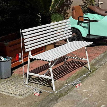 Metal Garden Bench, Patio Bench, Outdoor Benches, Porch Bench, Front Porch Bench, Outdoor Garden Bench, Sturdy and Weather-Resistant, for Porch, Lawn, Garden and Patio(White)