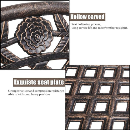 LEEXCCOS Updated Version & Stronger 42.5" Metal Garden Benches for Outdoors, More Weather Resistant Park Bench Metal Bench Leisure Rose Chair for 2 Person Seat, Patio Front Porch Furniture (Bronze)