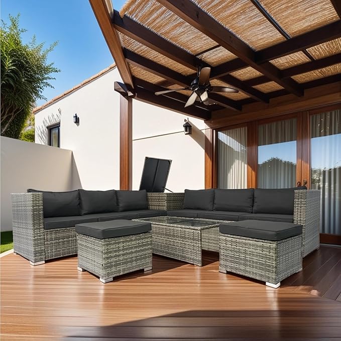 Quarte 8 Piece Patio Wicker Sectional Sofa Set - Photo 9