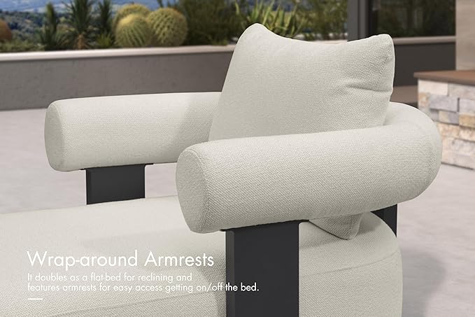 PURPLE LEAF Outdoor Chaise Lounge Set of 4 Chair Modern Aluminum Lounger Daybed with Lumbar Pillow and Armrest for Patio Poolside Beach Sunbathing Deck, White