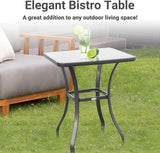 Outsunny 27" Square Bistro Table Garden Dining Table Outdoor Tempered Glass Table - Photo 5