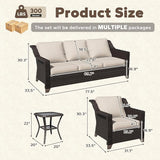 4 Pieces Patio Conversation Furniture Set - 1 Sofa, 2 Armchairs, 1 Side Table - Photo 2