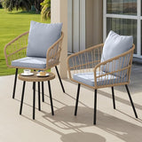 DWVO 3 Piece Patio Bistro Set, Patio Furniture Set Outdoor Wicker Bistro Rattan Chair Conversation Sets with Coffee - Photo 1