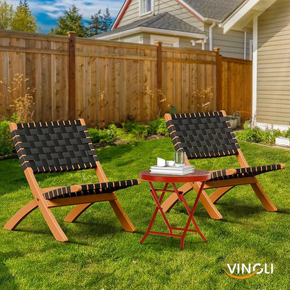 VINGLI Patio Folding Side Table, Small Outdoor Table with Everlasting Floral Pattern and Sturdy X-Shaped Metal Frame Ideal for Indoor & Outdoor Balcony, Porch, Backyard, Deck, Red, 1 Pack