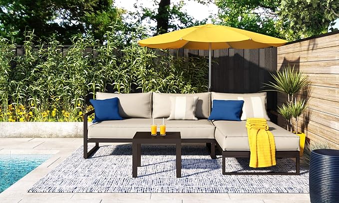 Serta Catalina Modern Outdoor Patio Furniture Collection with Bronze Metal Frame Finish, Sectional, Bronze - Photo 2