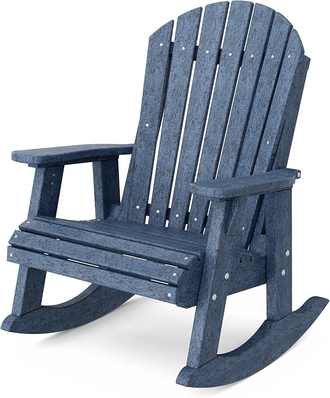 Wildridge Heritage Adirondack Rocking Chair, Patriot Blue - Outdoor Weather Resistant HDPE Rocking Chair for Patio, Deck, Fire Pit