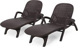 Christopher Knight Home Blanche Outdoor Faux Wicker Chaise Lounges (Set of 2), Dark Brown - Photo 1