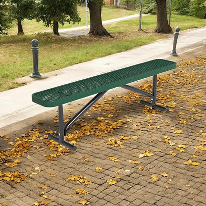 6 Feet Outdoor Benches, Green Heavy Duty Metal Park Bench for Outside, Weatherproof Dock Bench, 72" L Commercial Benches Backless Bench for Shopping Mall, Store, Lawn, Park, Patio, Deck, Garden